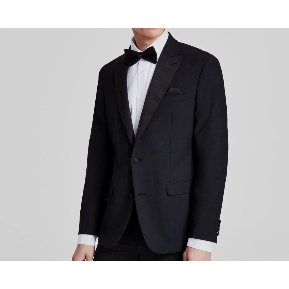 Bar III Men's Black Slim Fit Faille Trim Tuxedo Jacket 38R E06924‎